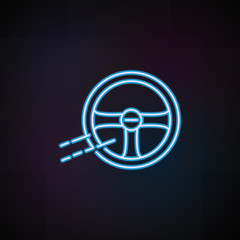 steering wheel icon in neon style. One of Speed collection icon can be used for UI, UX
