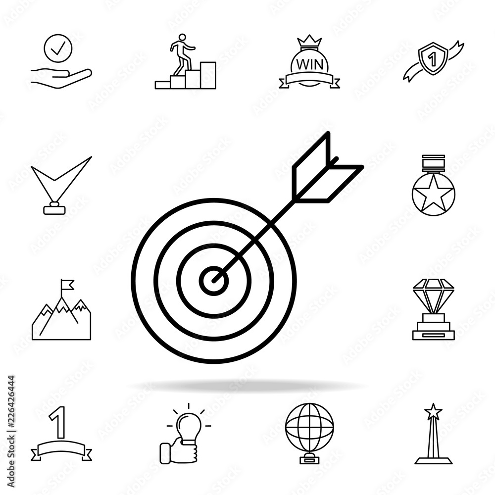 Poster bow and target icon. succes and awards icons universal set for web and mobile
