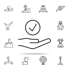 hand sign checked icon. Succes and awards icons universal set for web and mobile