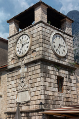 Clock Tower, built in the 17th century in Baroque style on the Kotor's  town square.