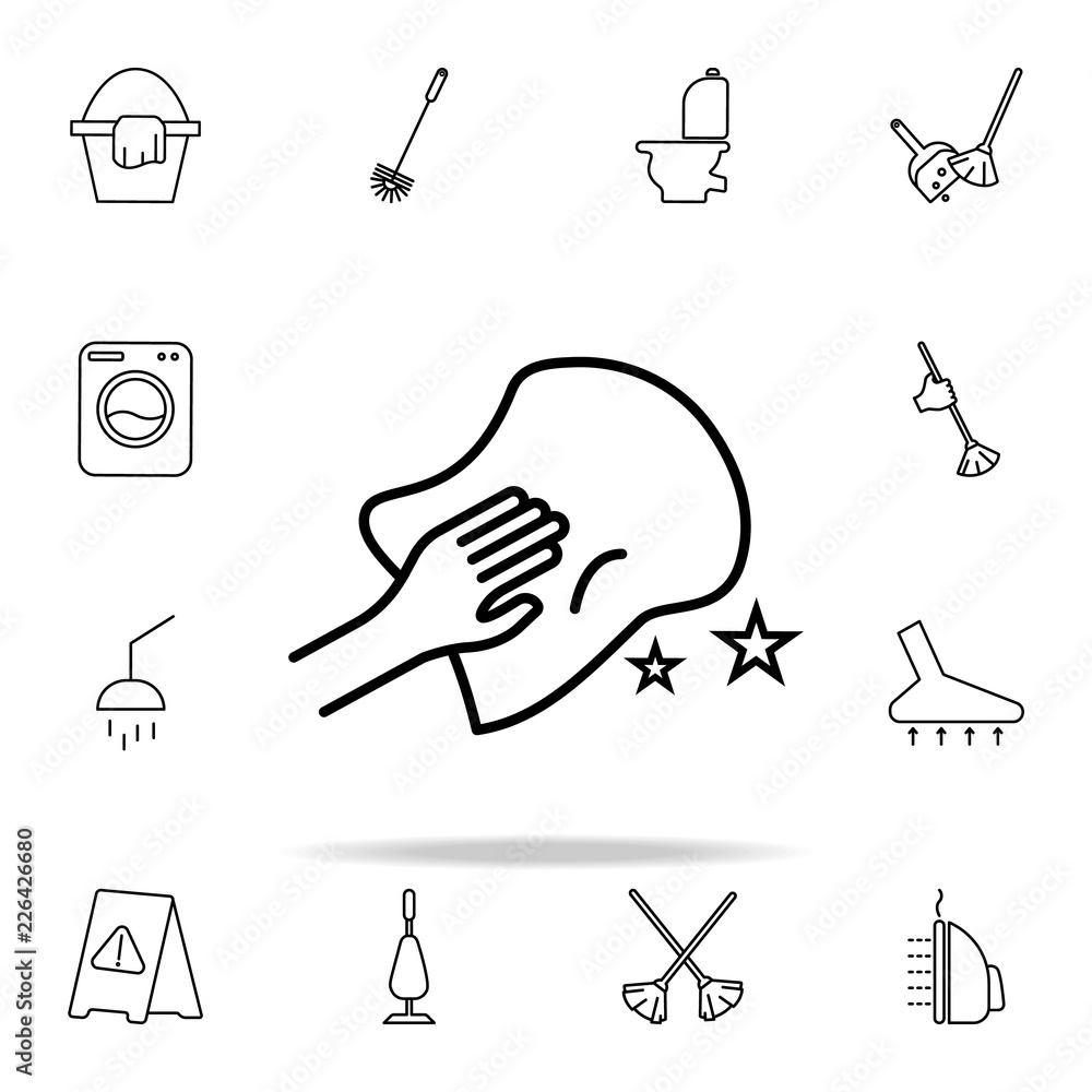 Poster cleaning with catching towel icon. cleaning icons universal set for web and mobile