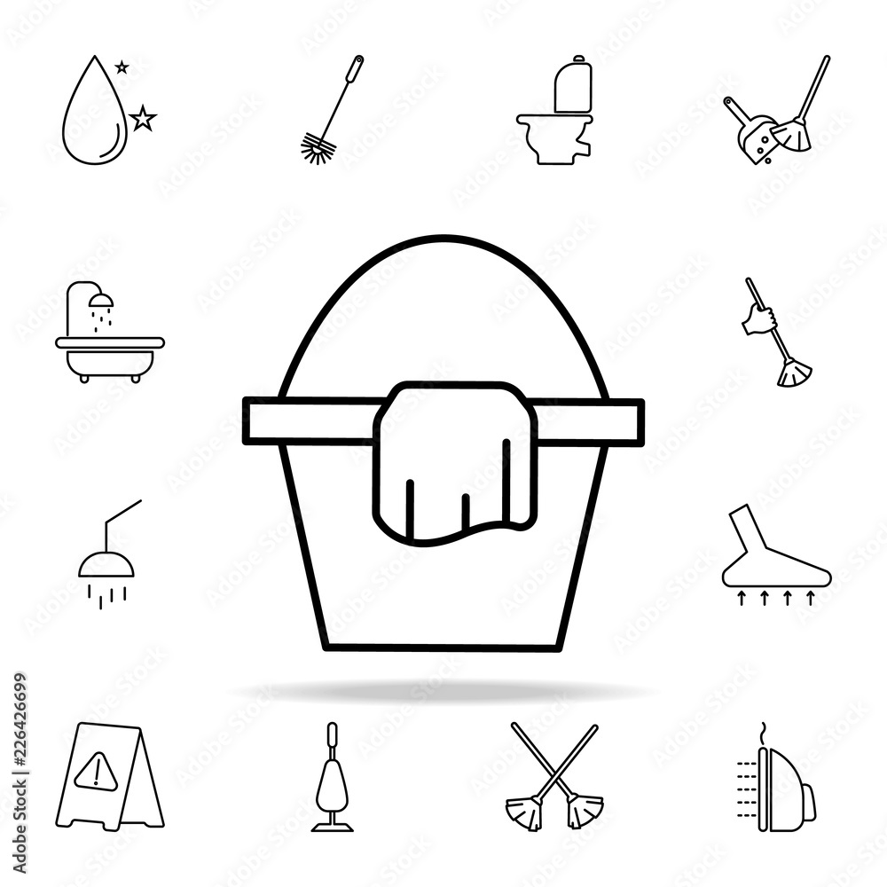 Poster bucket and towel icon. cleaning icons universal set for web and mobile