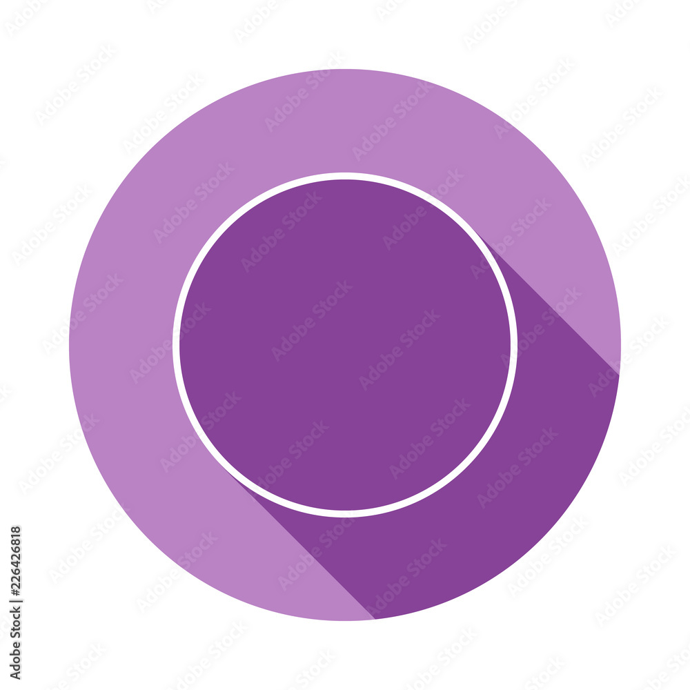 Poster a circle icon in long shadow style. one of geometric figures collection icon can be used for ui, ux