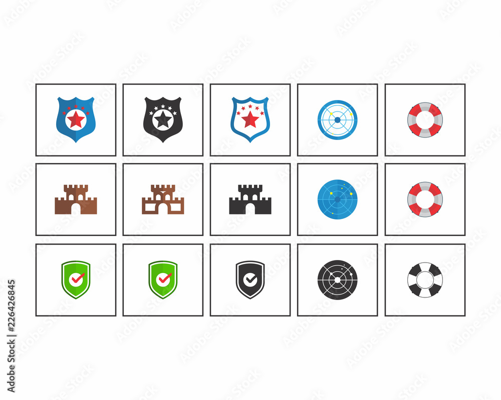 Wall mural shield castle image vector icon logo set