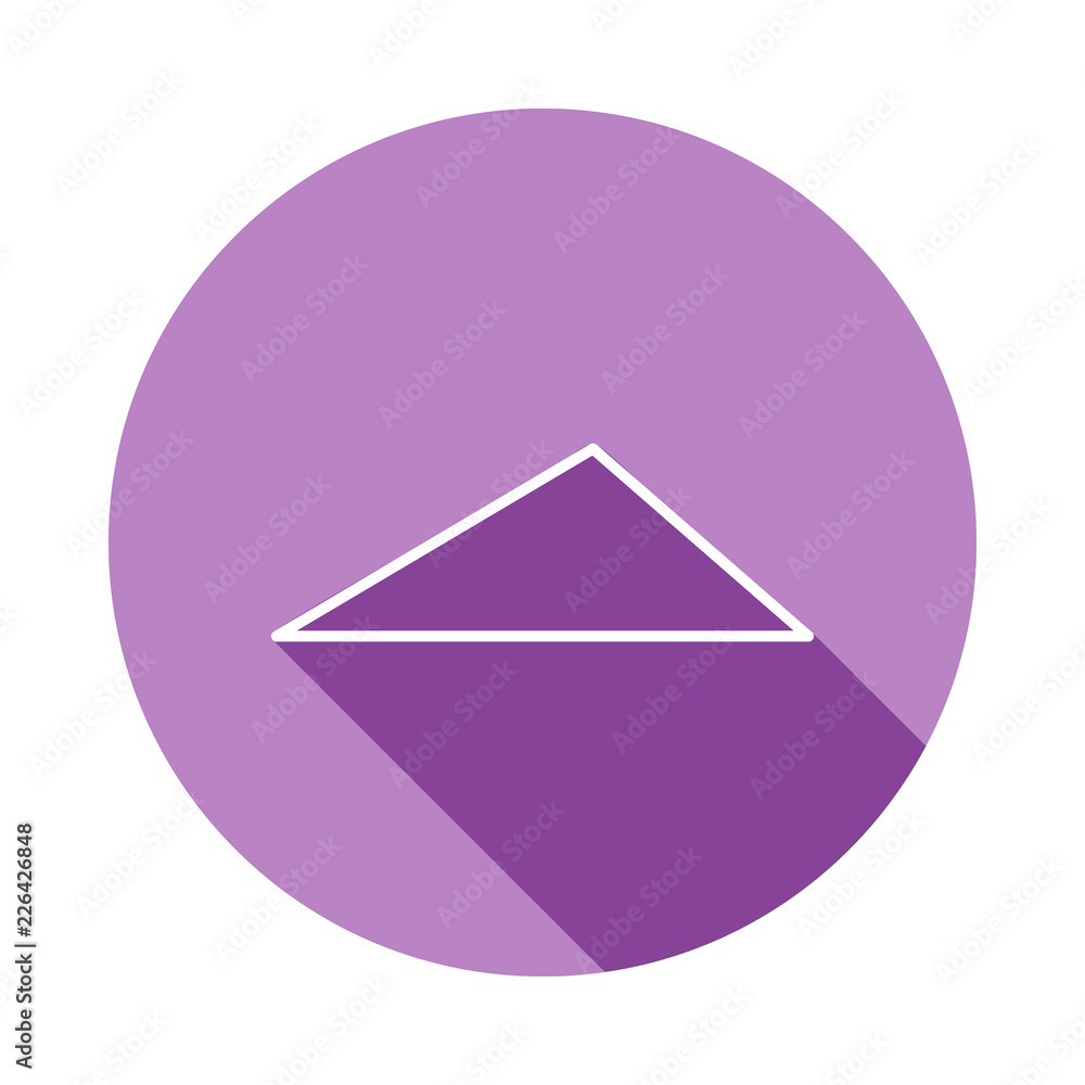 Poster triangle icon in long shadow style. one of geometric figures collection icon can be used for ui, ux