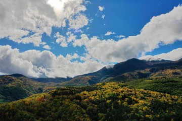日本の乗鞍高原　紅葉の始まり