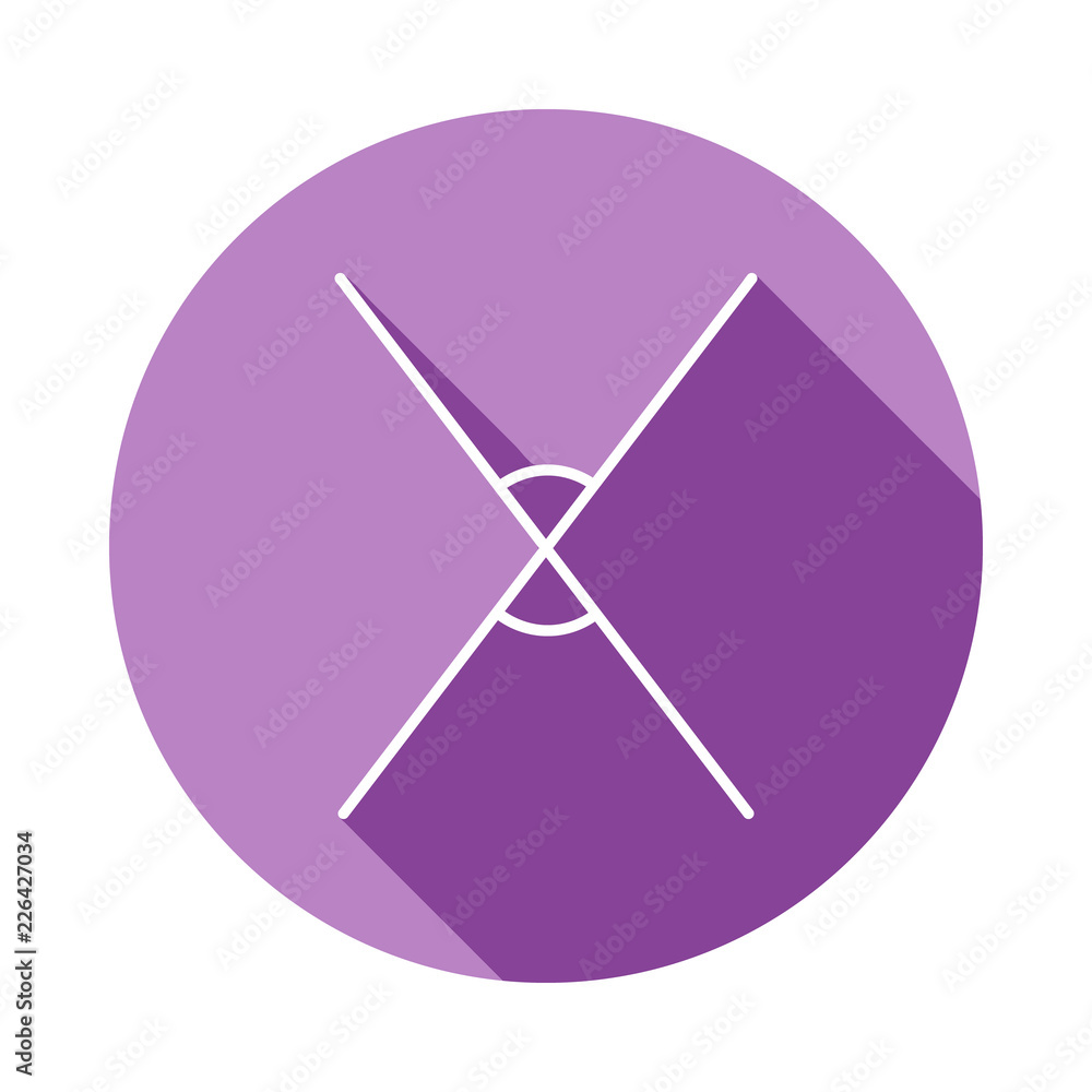 Poster two crossing lines icon in long shadow style. one of geometric figures collection icon can be used f