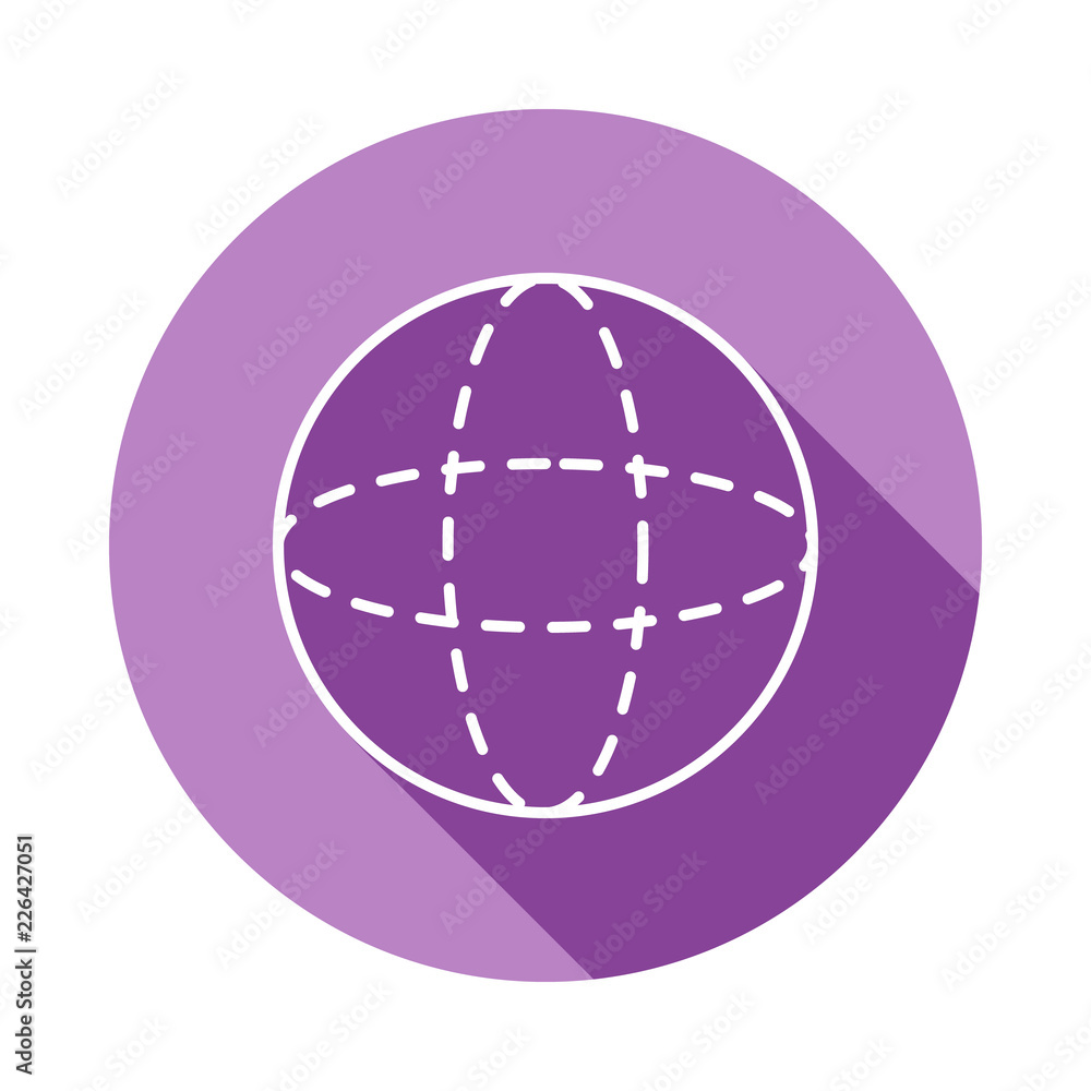 Poster circle with dashed lines icon in long shadow style. one of geometric figures collection icon can be 