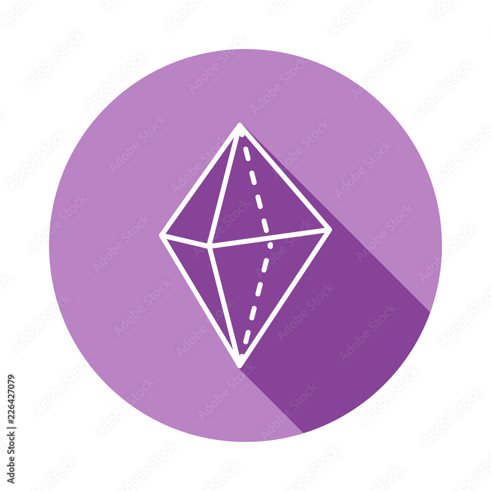 Poster 3d rhombus with dotted icon in long shadow style. one of geometric figures collection icon can be us