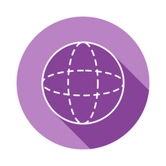 circle with dashed lines icon in long shadow style. One of Geometric figures collection icon can be used for UI, UX