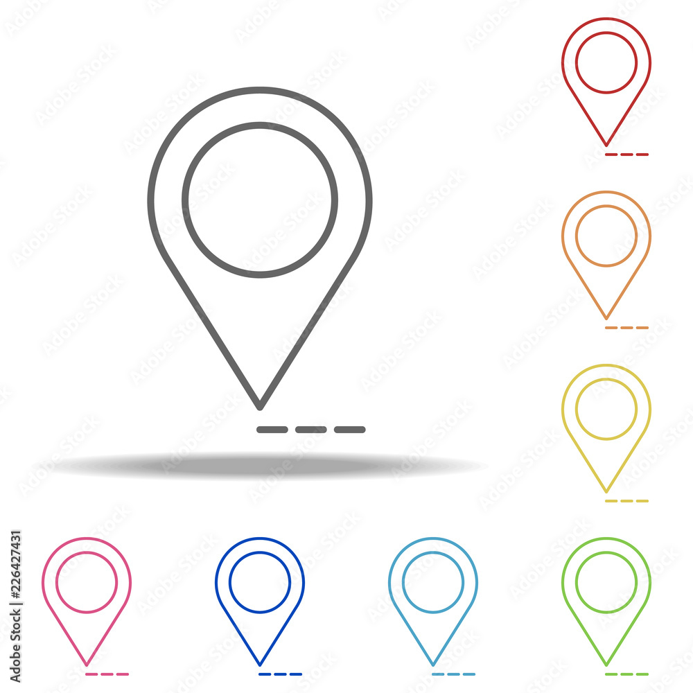 Poster pin on the map icon. elements of web in multi colored icons. simple icon for websites, web design, m
