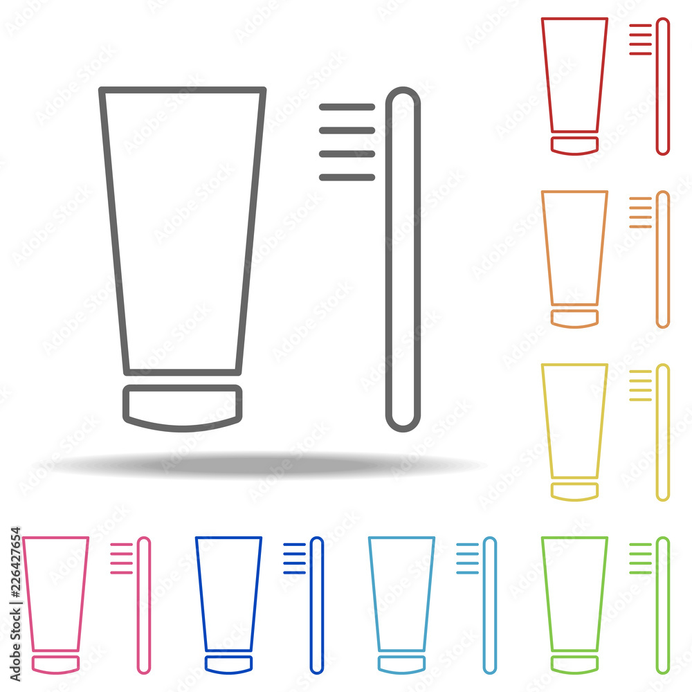 Poster toothpaste and brush icon. elements of web in multi colored icons. simple icon for websites, web des