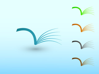 A set of open books of library for reading to share knowledge logo for school and college vector illustration