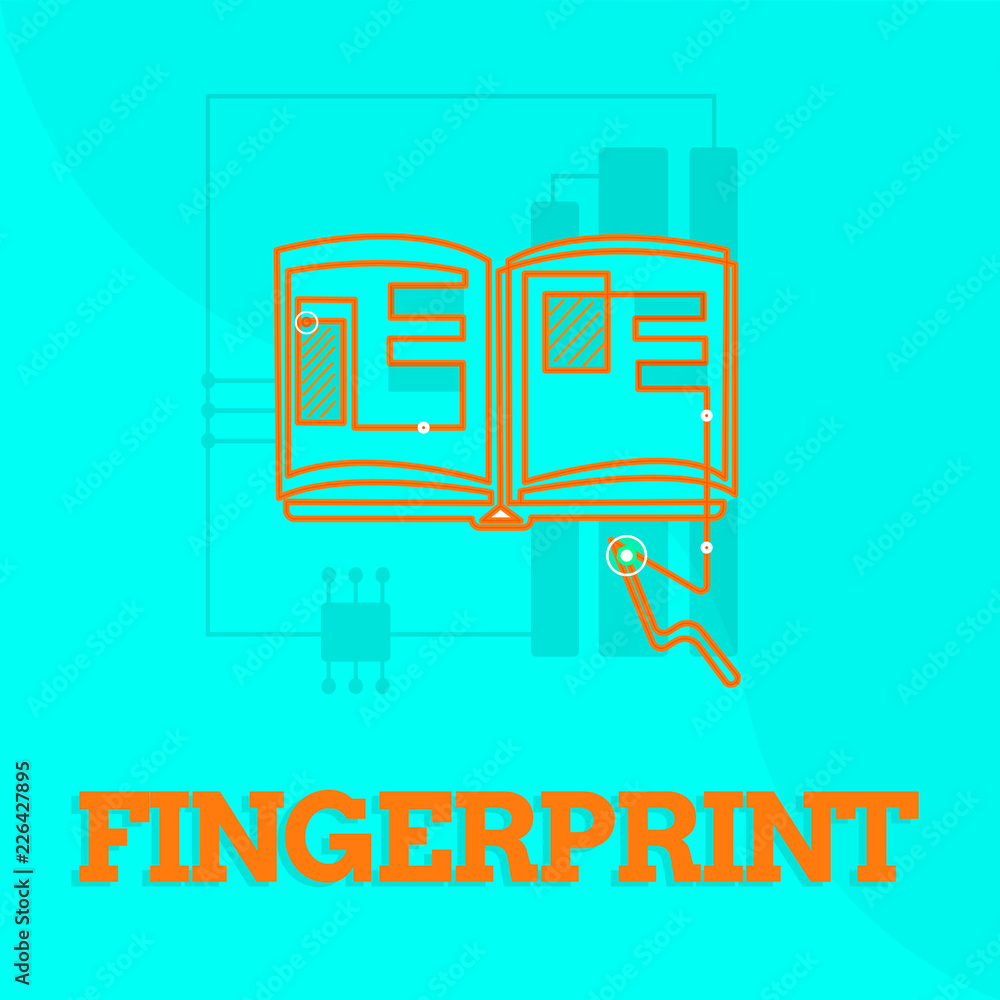Poster text sign showing fingerprint. conceptual photo impression or mark made on a surface by a demonstrat
