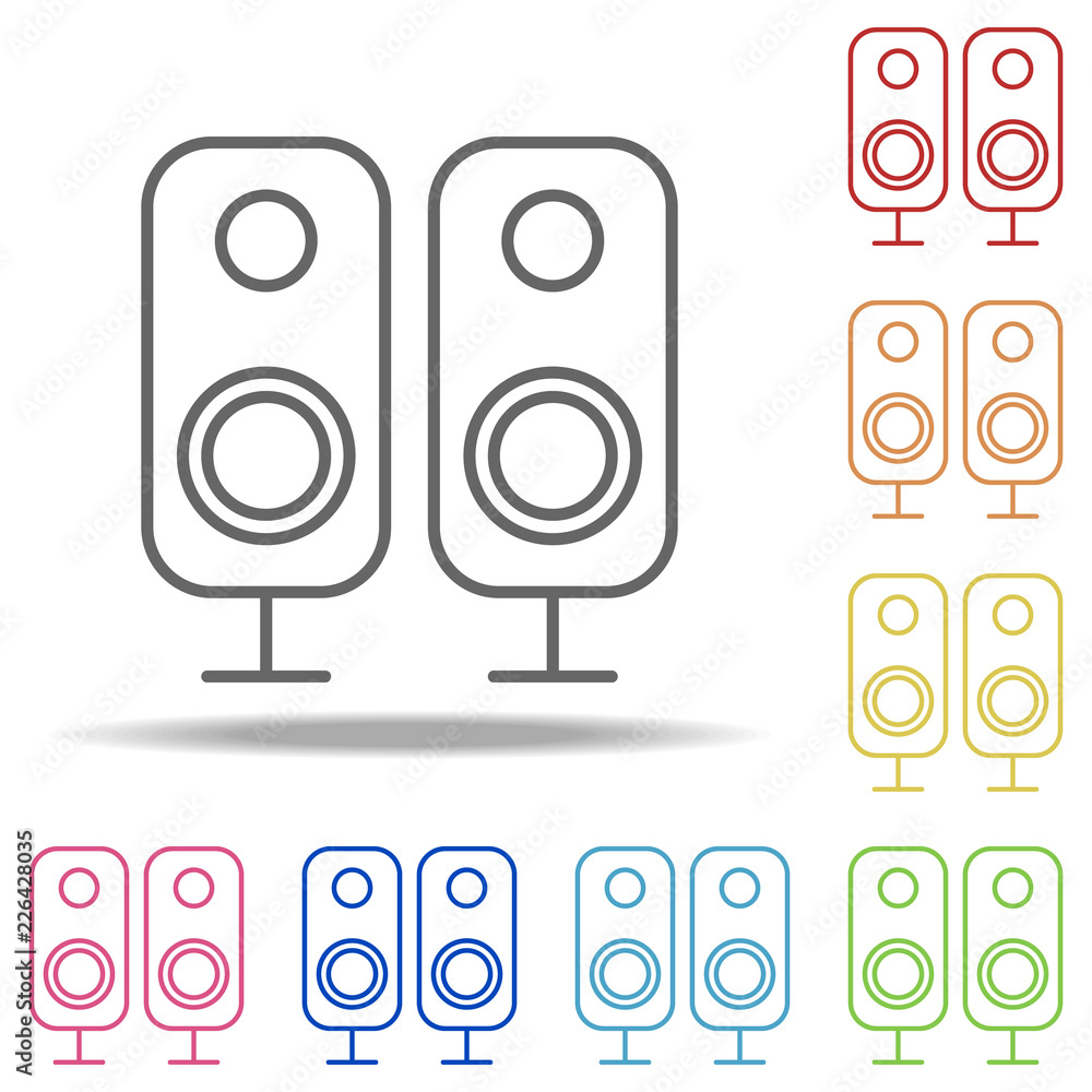 Poster acoustic speakers icon. elements of web in multi colored icons. simple icon for websites, web design