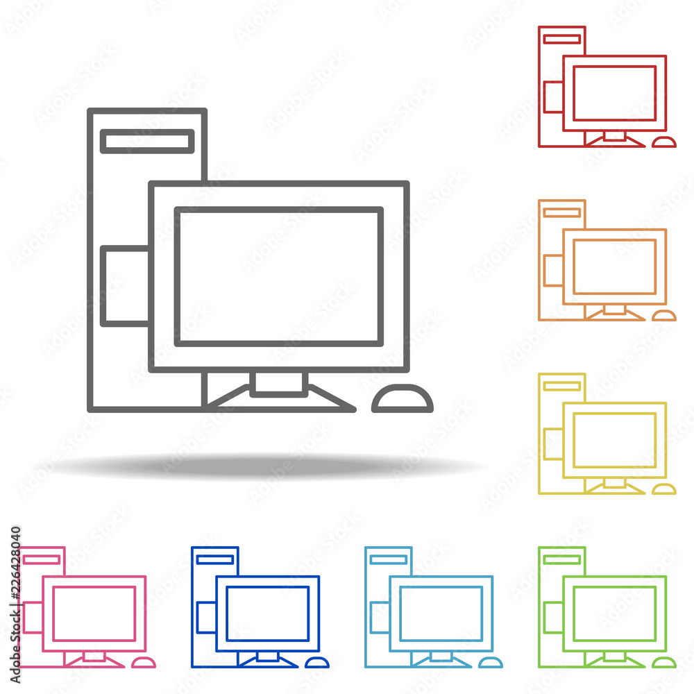 Poster home computer icon. elements of web in multi colored icons. simple icon for websites, web design, mo