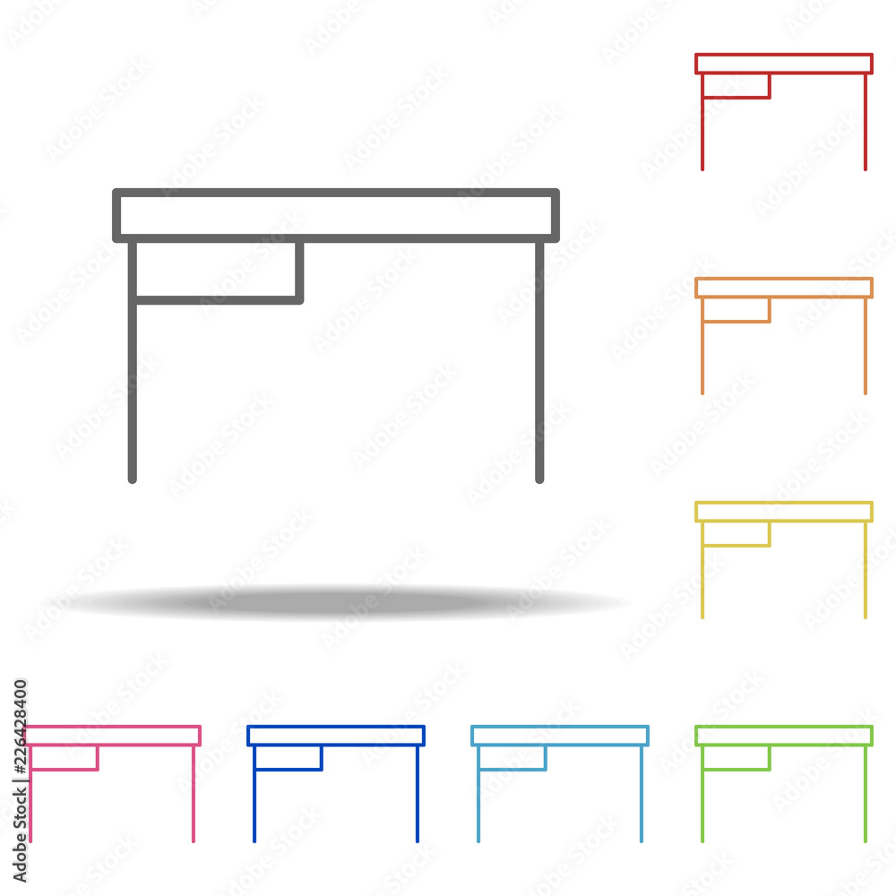 Aufkleber office table icon. elements of web in multi colored icons. simple icon for websites, web design, mob