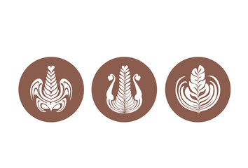 Coffee latte art pattern vectors