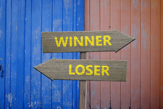 Winner and loser arrow signs competition concept