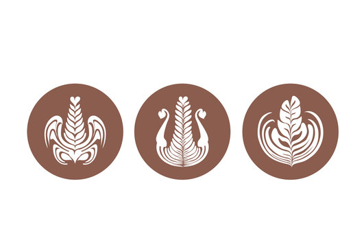 Coffee latte art pattern vectors