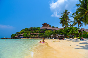 People swimming on Haad Yao beach, Koh Phangan island, Suratthan