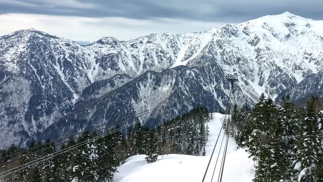 Timelaps shot : Shinhotaka Ropeway, Cable car station, Takayama Gifu, Japan