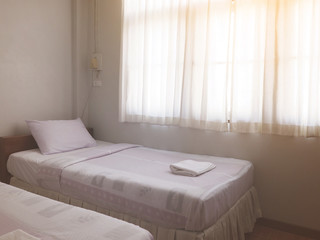 Generic bedroom interior of two single beds