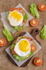 Traditional sandwich with fried bacon