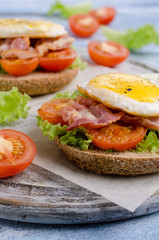 Traditional sandwich with fried bacon