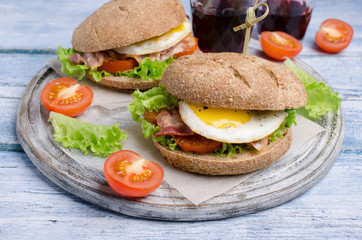 Traditional Burger with fried bacon