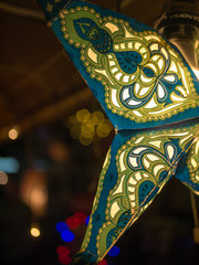 Naklejka premium Star Lantern shining up on a street of Tokyo, Japan.