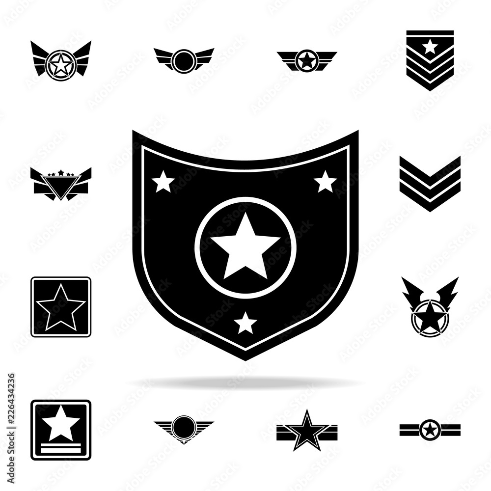Poster star in the shield icon. army icons universal set for web and mobile