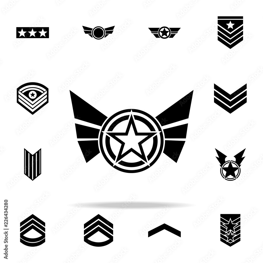 Poster star with wings icon. army icons universal set for web and mobile