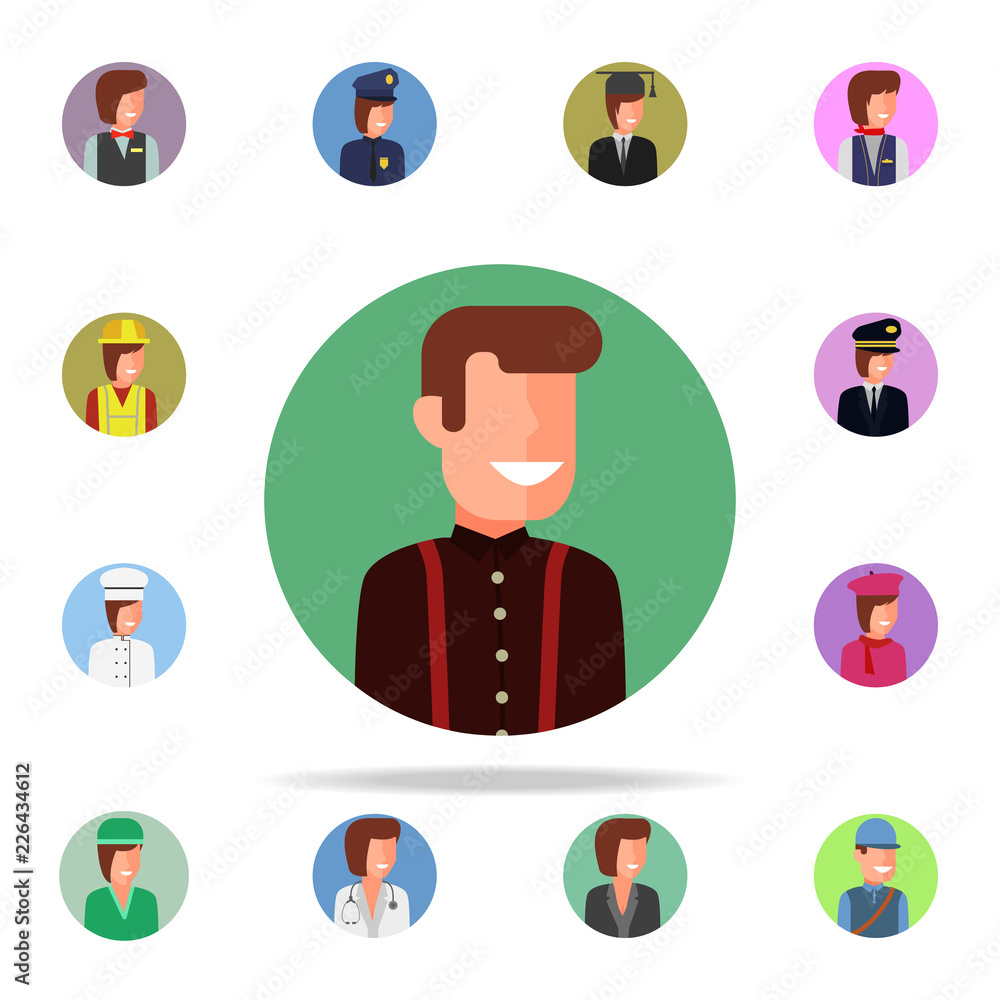 Poster colored avatar of student icon. avatar icons universal set for web and mobile