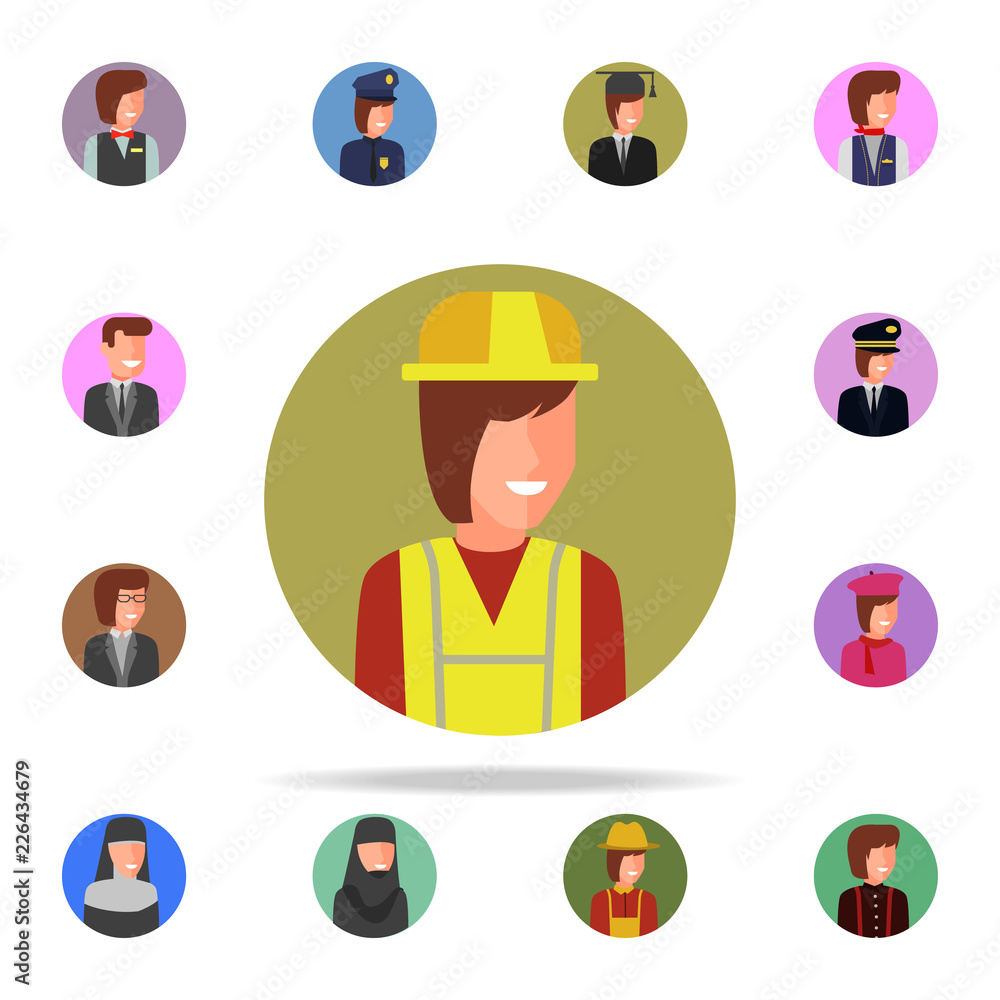Aufkleber colored avatar of builder icon. avatar icons universal set for web and mobile