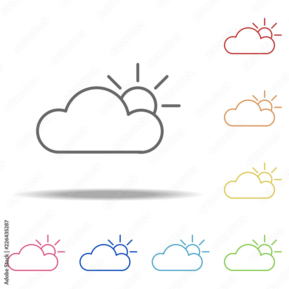 Poster the sun behind the clouds icon. elements of camping in multi colored icons. simple icon for websites
