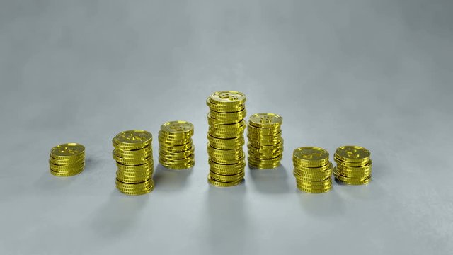 Growing stack of gold coins