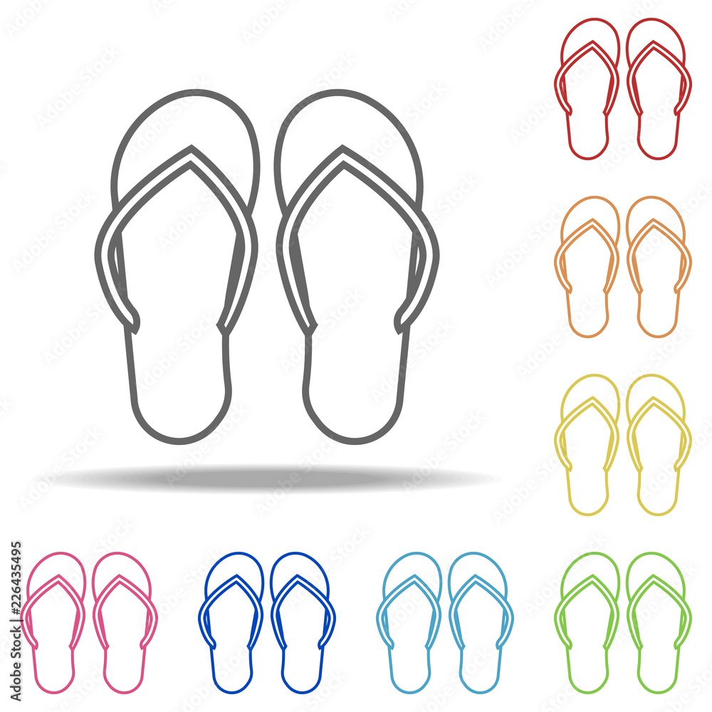Poster flip-flops icon. elements of camping in multi colored icons. simple icon for websites, web design, m