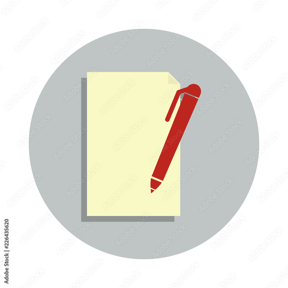 Aufkleber pen paper icon in badge style. one of web collection icon can be used for ui, ux