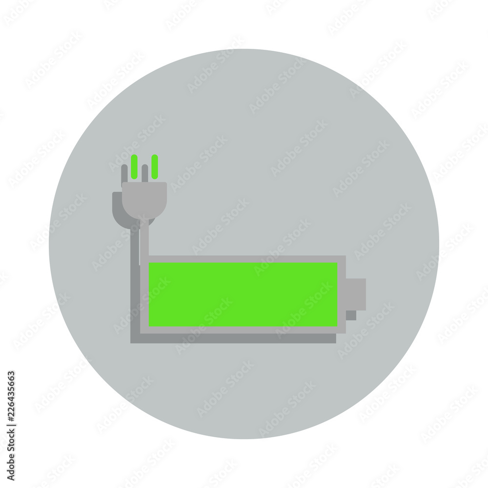 Poster battery charge icon in badge style. one of web collection icon can be used for ui, ux
