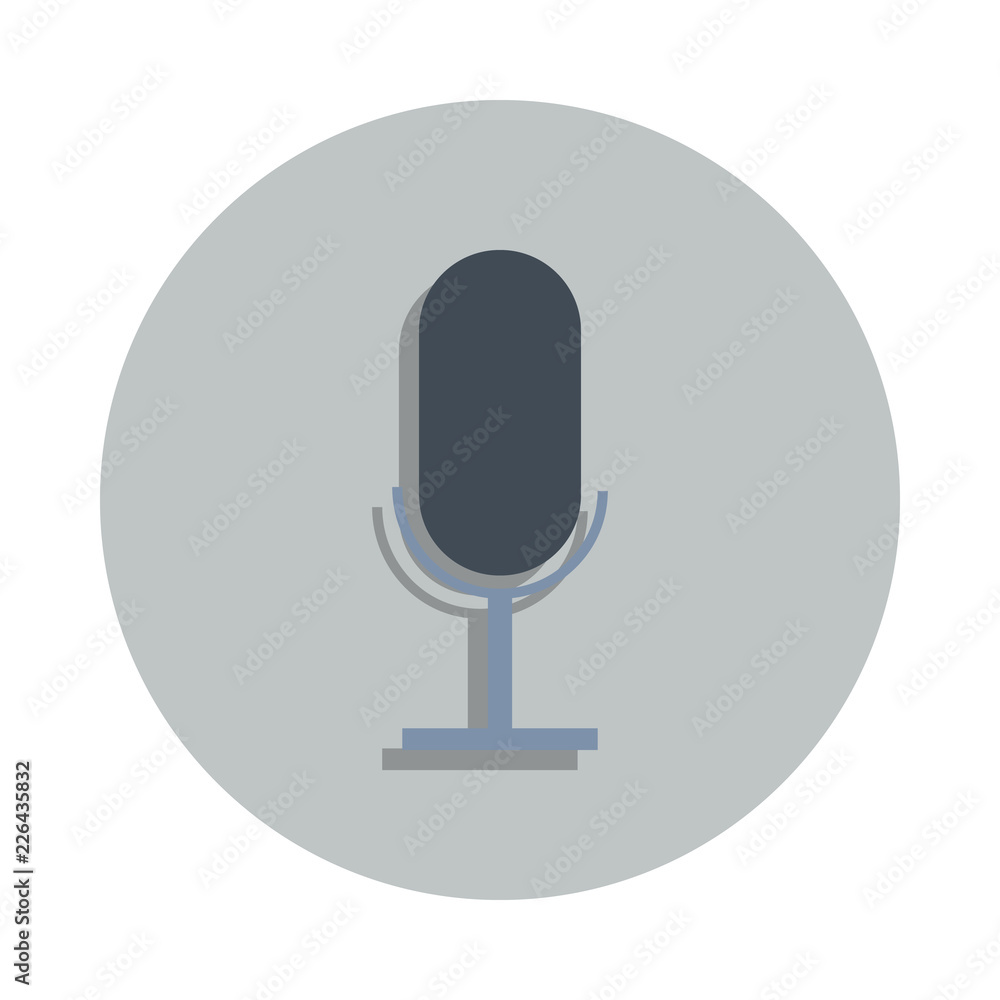 Poster microphone icon in badge style. one of web collection icon can be used for ui, ux
