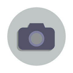 camera icon in badge style. One of web collection icon can be used for UI, UX