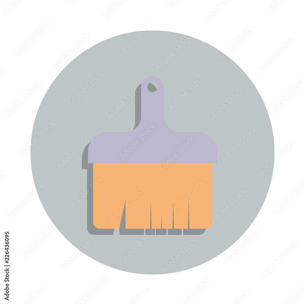 Poster construction brush icon in badge style. one of web collection icon can be used for ui, ux