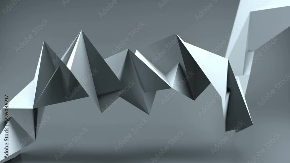 Poster hard surface twisted grey shape. abstract loopable 3d render animation 4k uhd 3840x2160