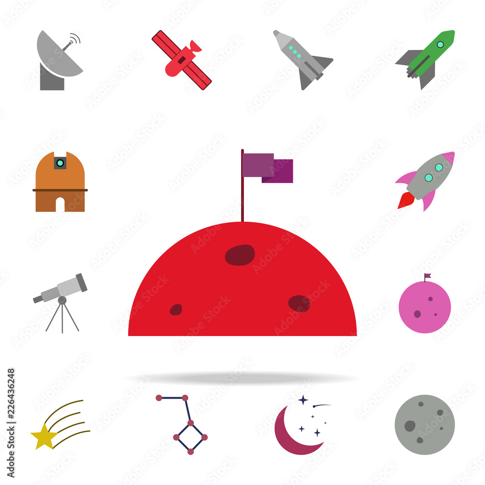 Aufkleber flag on the moon colored icon. colored space icons universal set for web and mobile