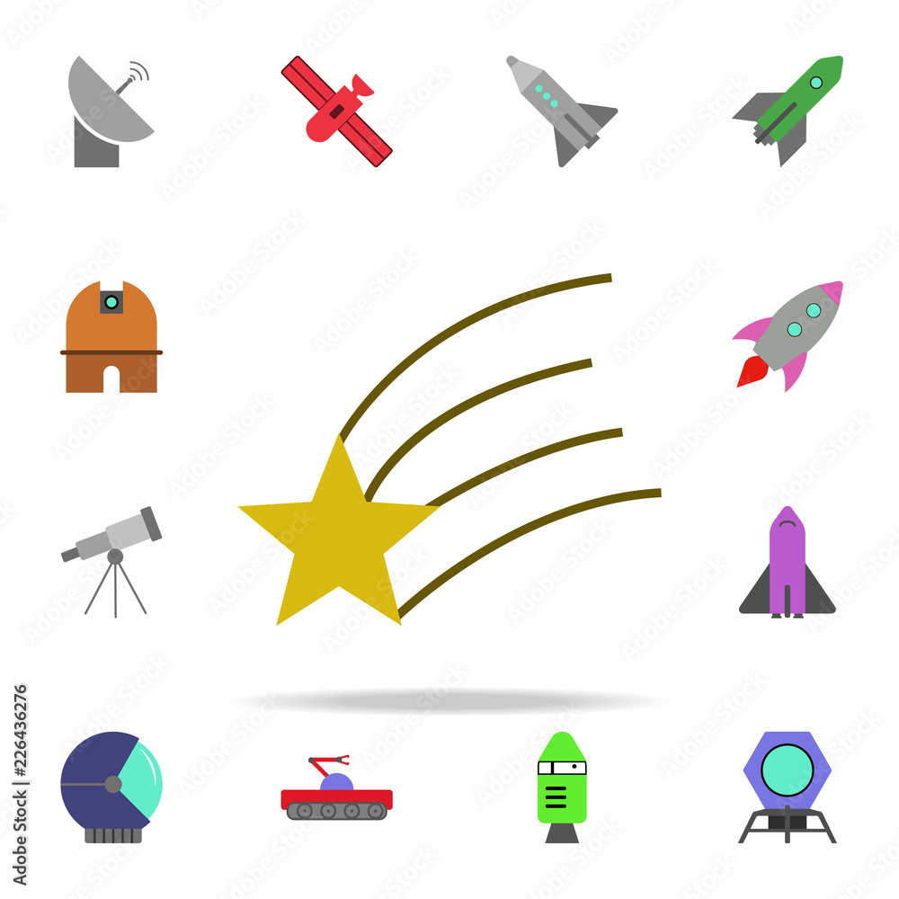 Poster falling star colored icon. colored space icons universal set for web and mobile