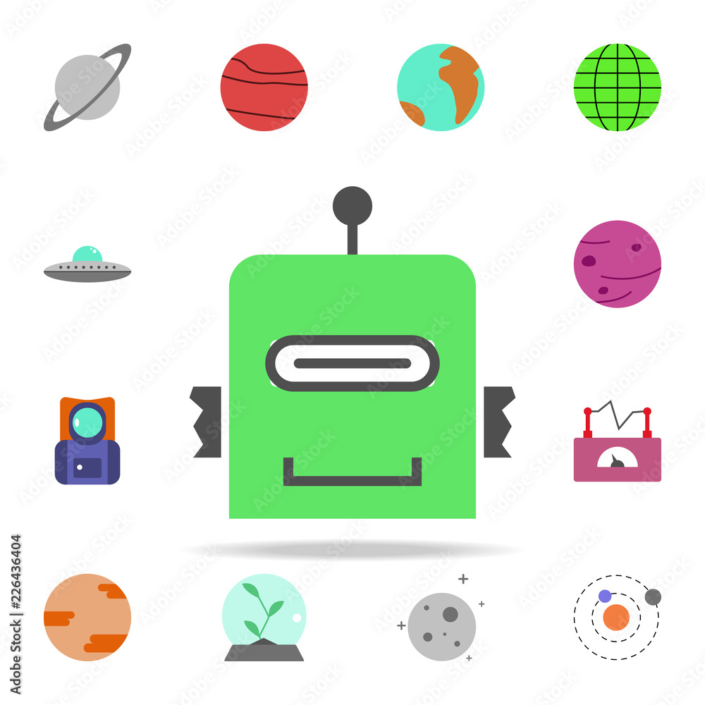 Poster robot head colored icon. colored space icons universal set for web and mobile