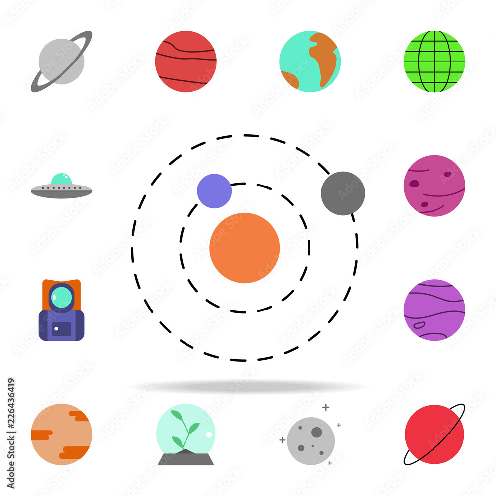 Poster solar system colored icon. colored space icons universal set for web and mobile