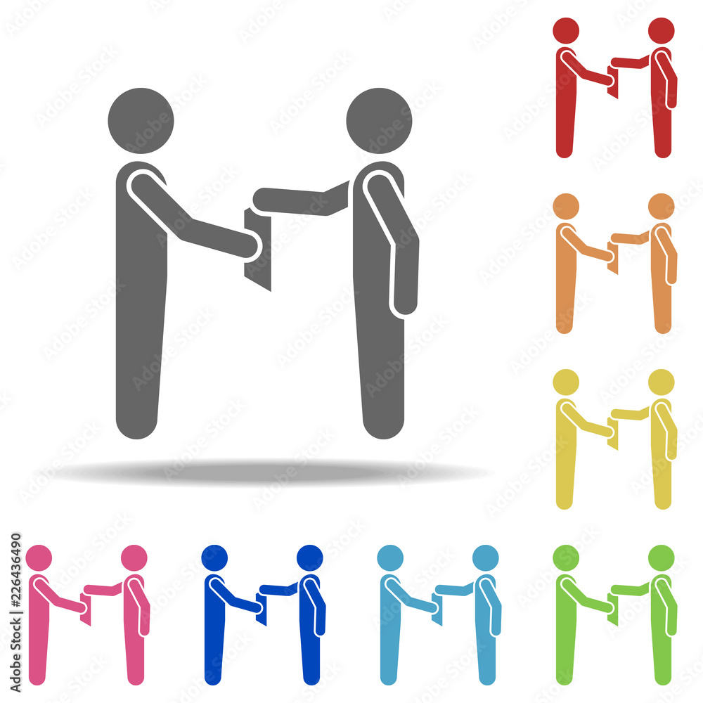 Poster transfer of documents icon. elements of conversation in multi colored icons. simple icon for website