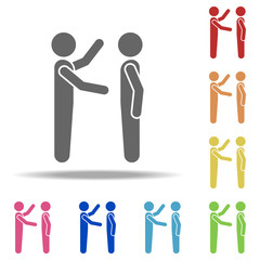 explain to the employee icon. Elements of Conversation in multi colored icons. Simple icon for websites, web design, mobile app, info graphics